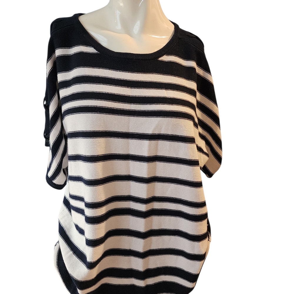Striped Navy and White Knit Top